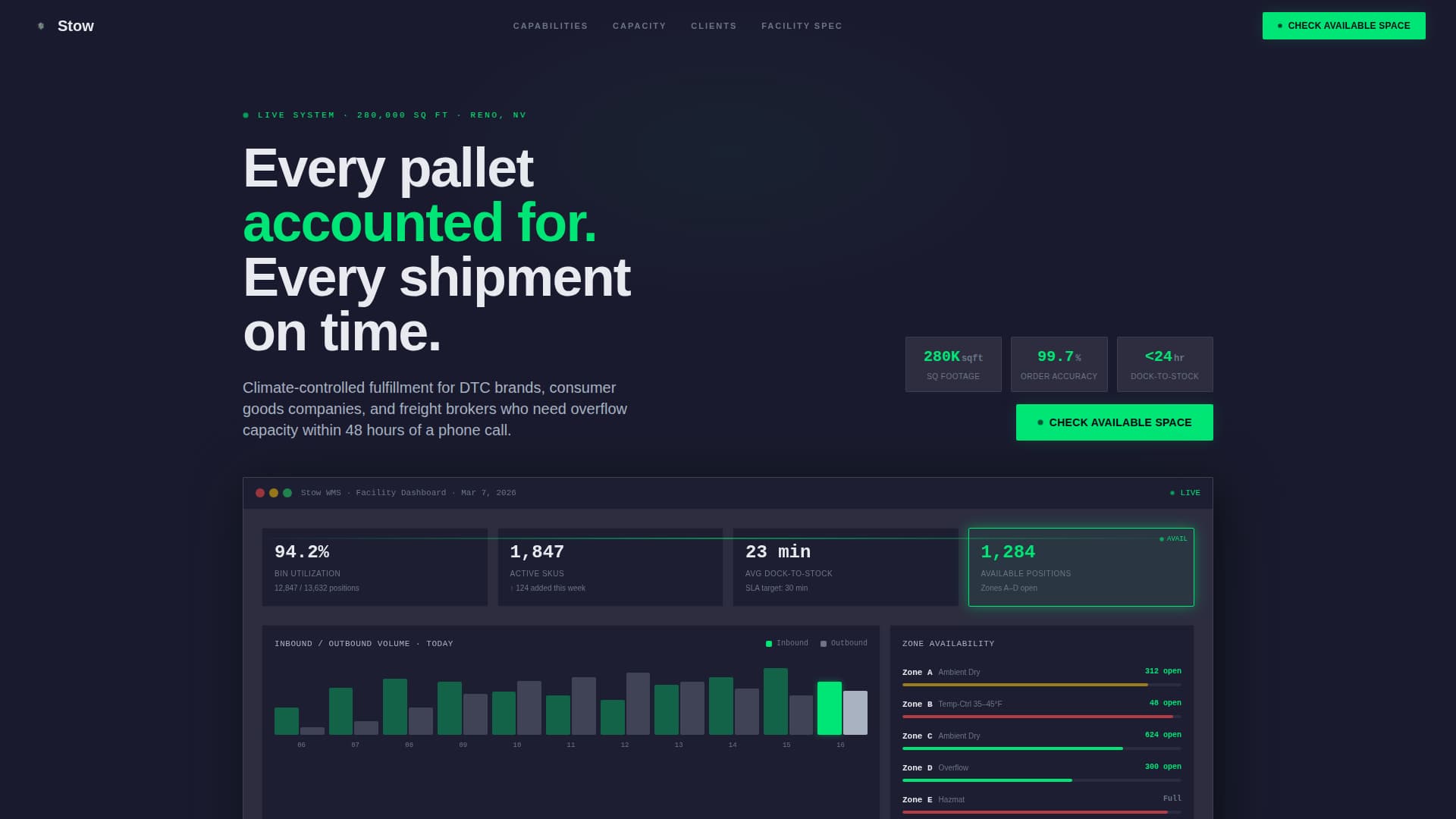 Stow - Highperformance Warehouse Landing Page Template