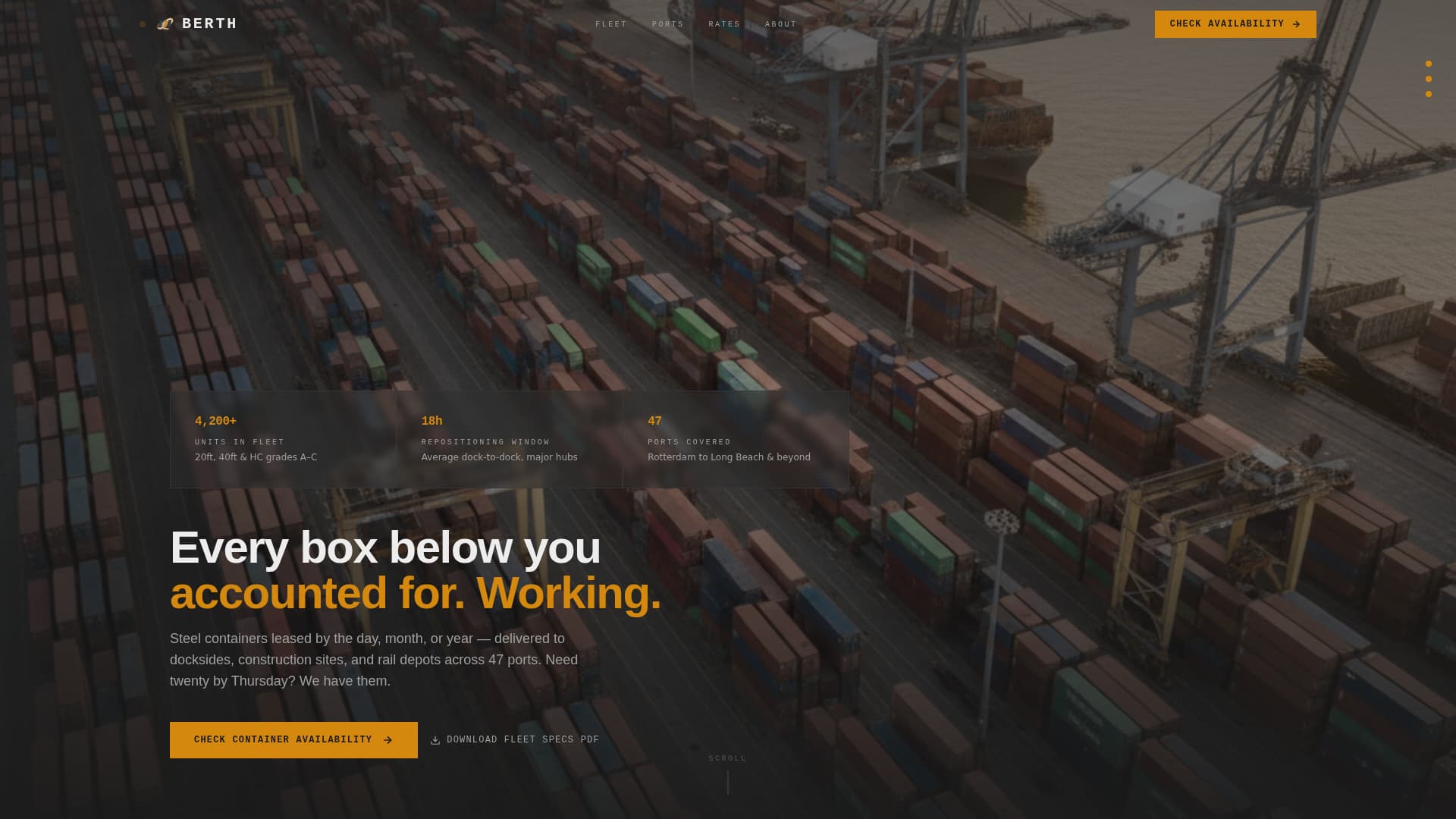 Berth - Industrial Containerleasing Landing Page Template