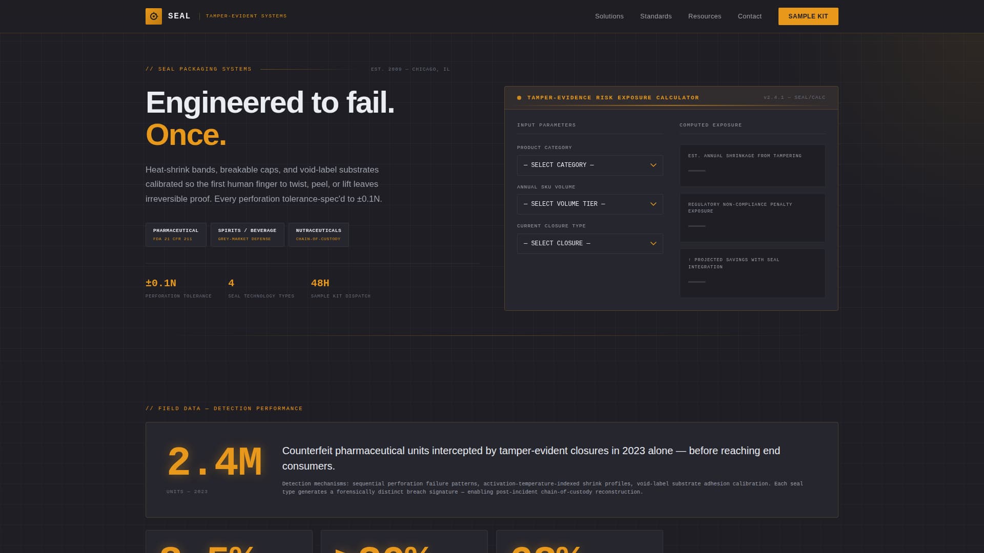 Seal - Precision Tamperevident Landing Page Template