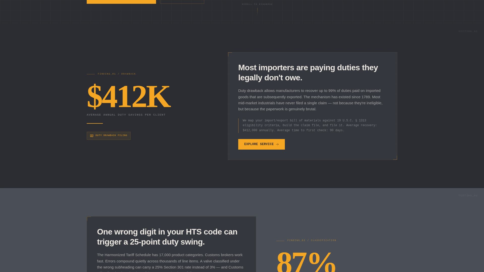 Tariff - Precision Tradeadvisory Landing Page Template