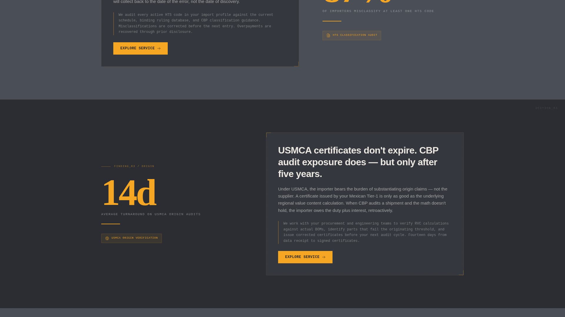 Tariff - Precision Tradeadvisory Landing Page Template