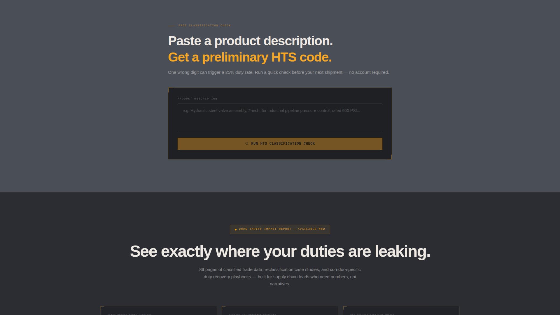 Tariff - Precision Tradeadvisory Landing Page Template