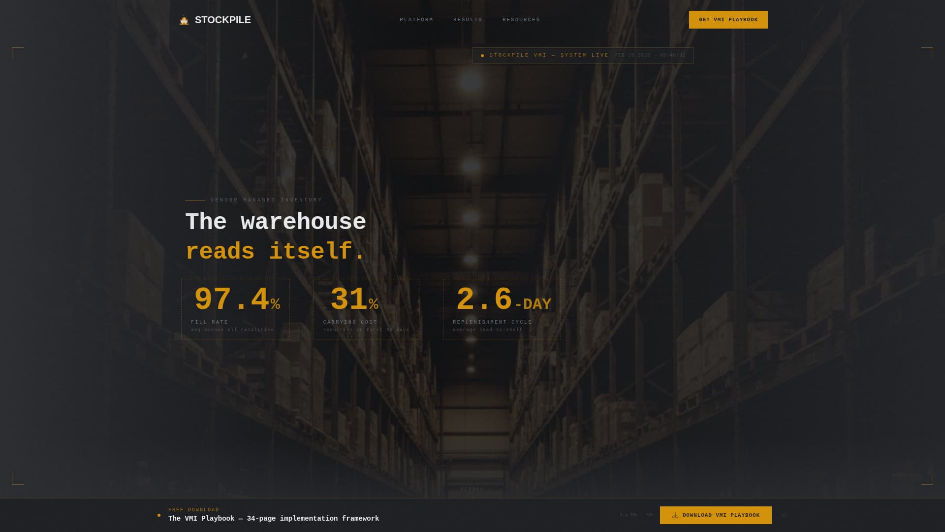 Stockpile - Precision Inventory Landing Page Template