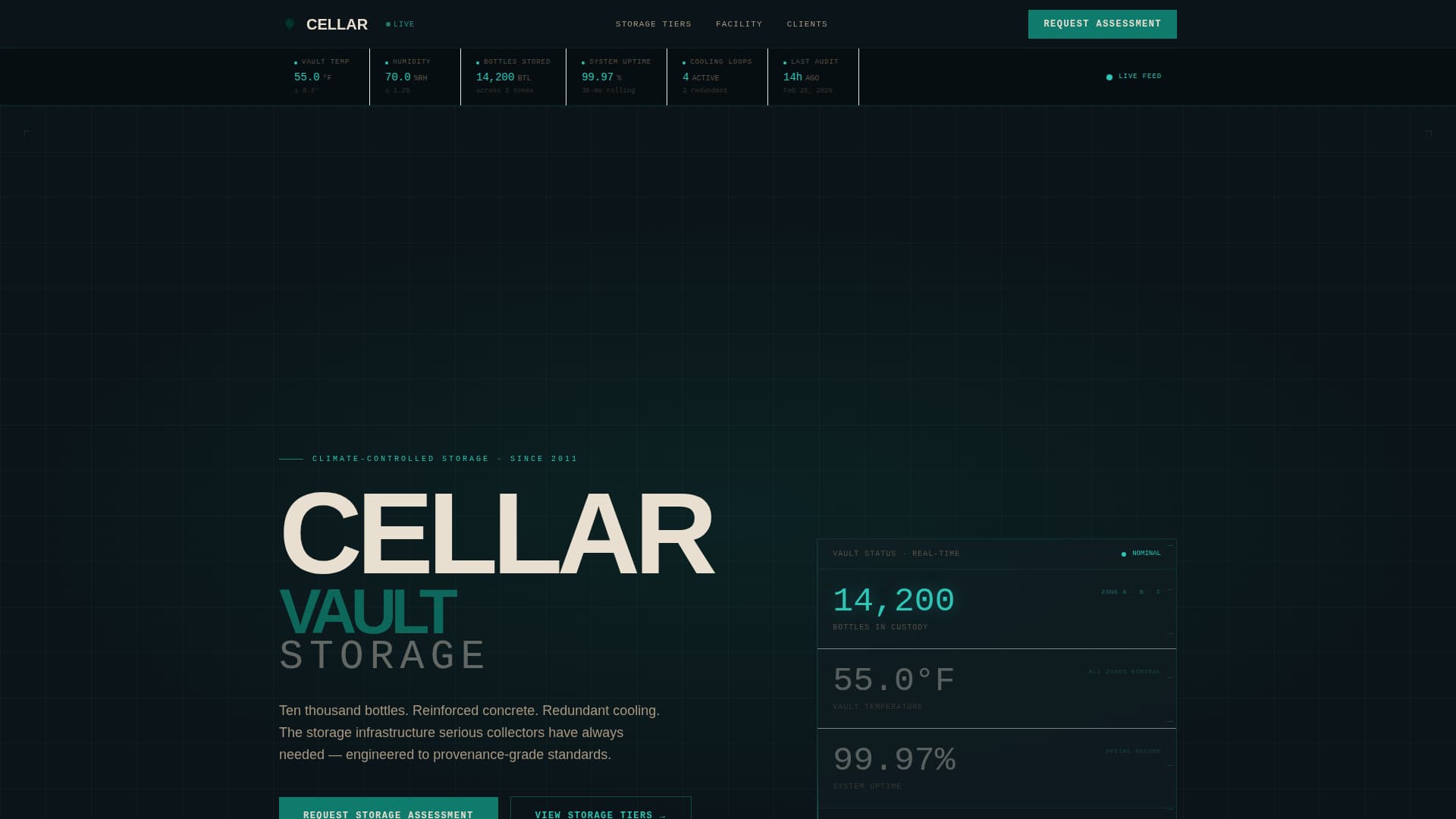 Cellar - Precision Winestorage Landing Page Template