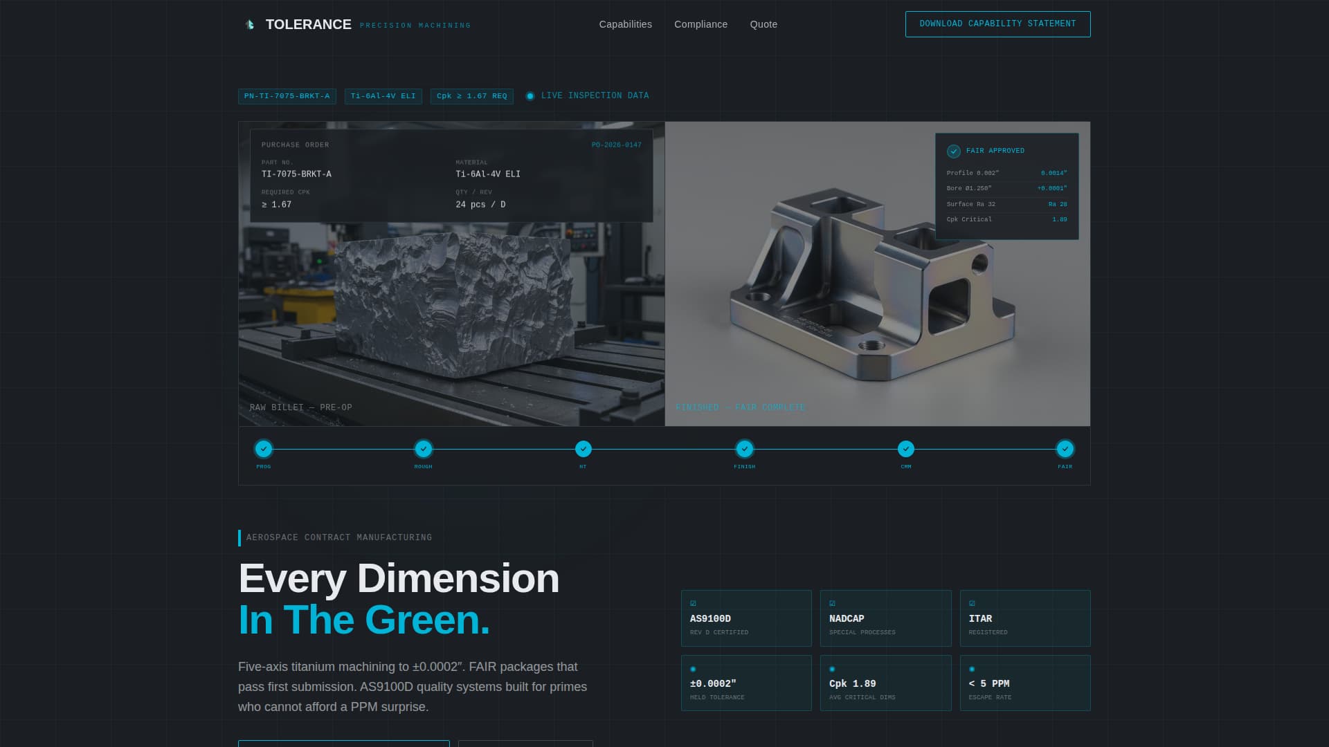 Tolerance - Precision Aerospace Landing Page Template