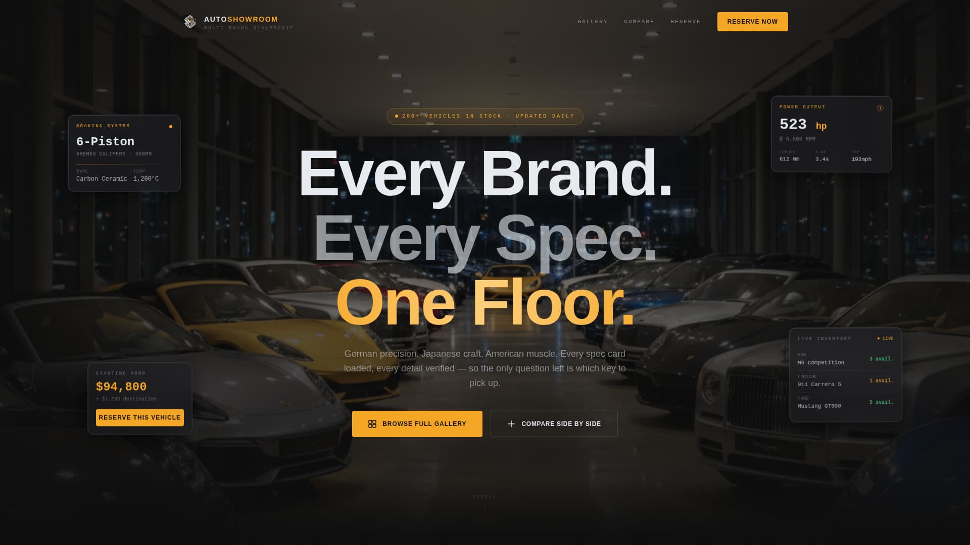 Showroom - Cinematic Multibrand Landing Page Template
