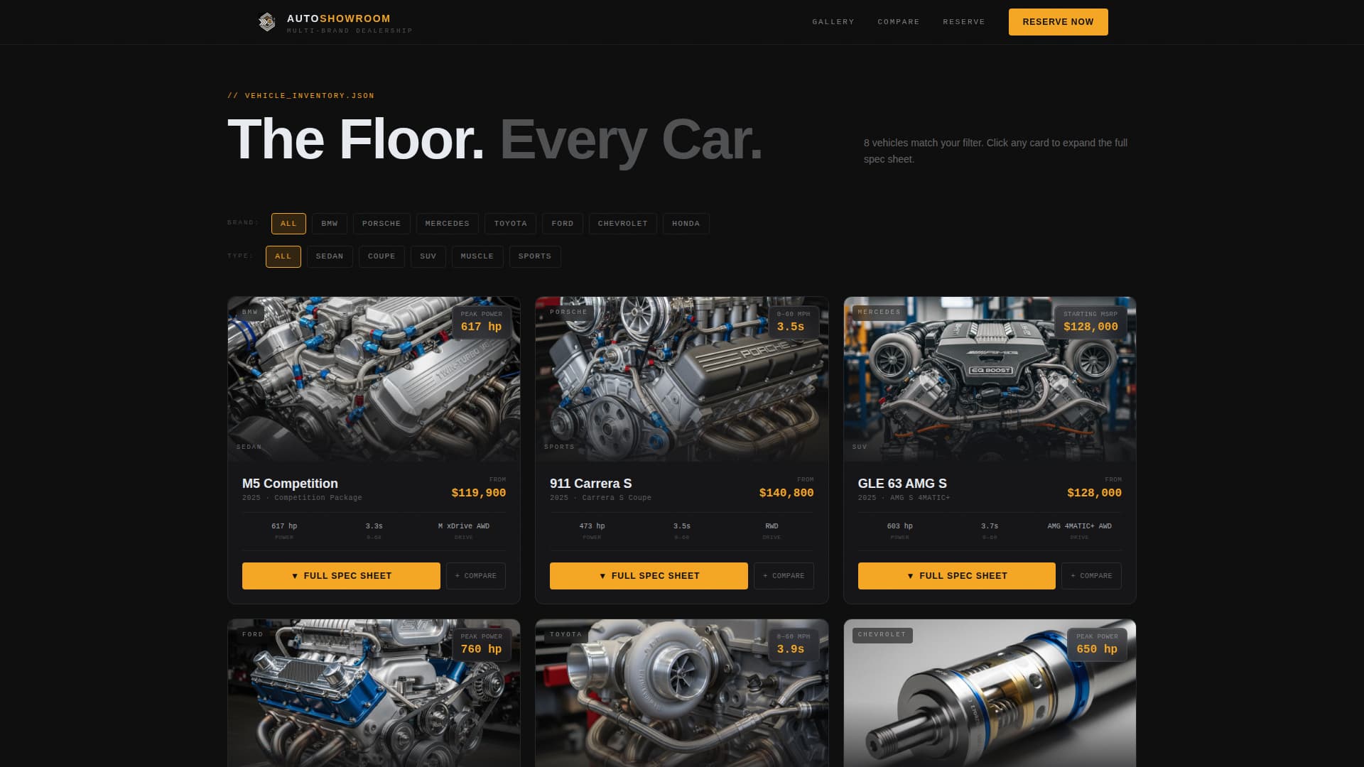 Showroom - Cinematic Multibrand Landing Page Template