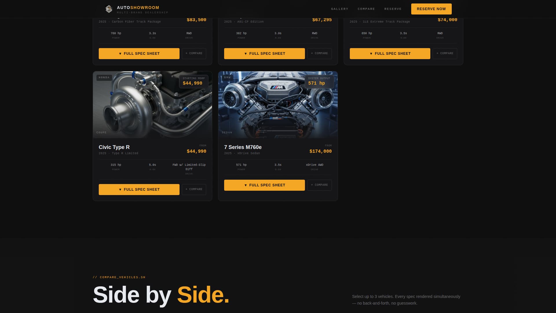Showroom - Cinematic Multibrand Landing Page Template