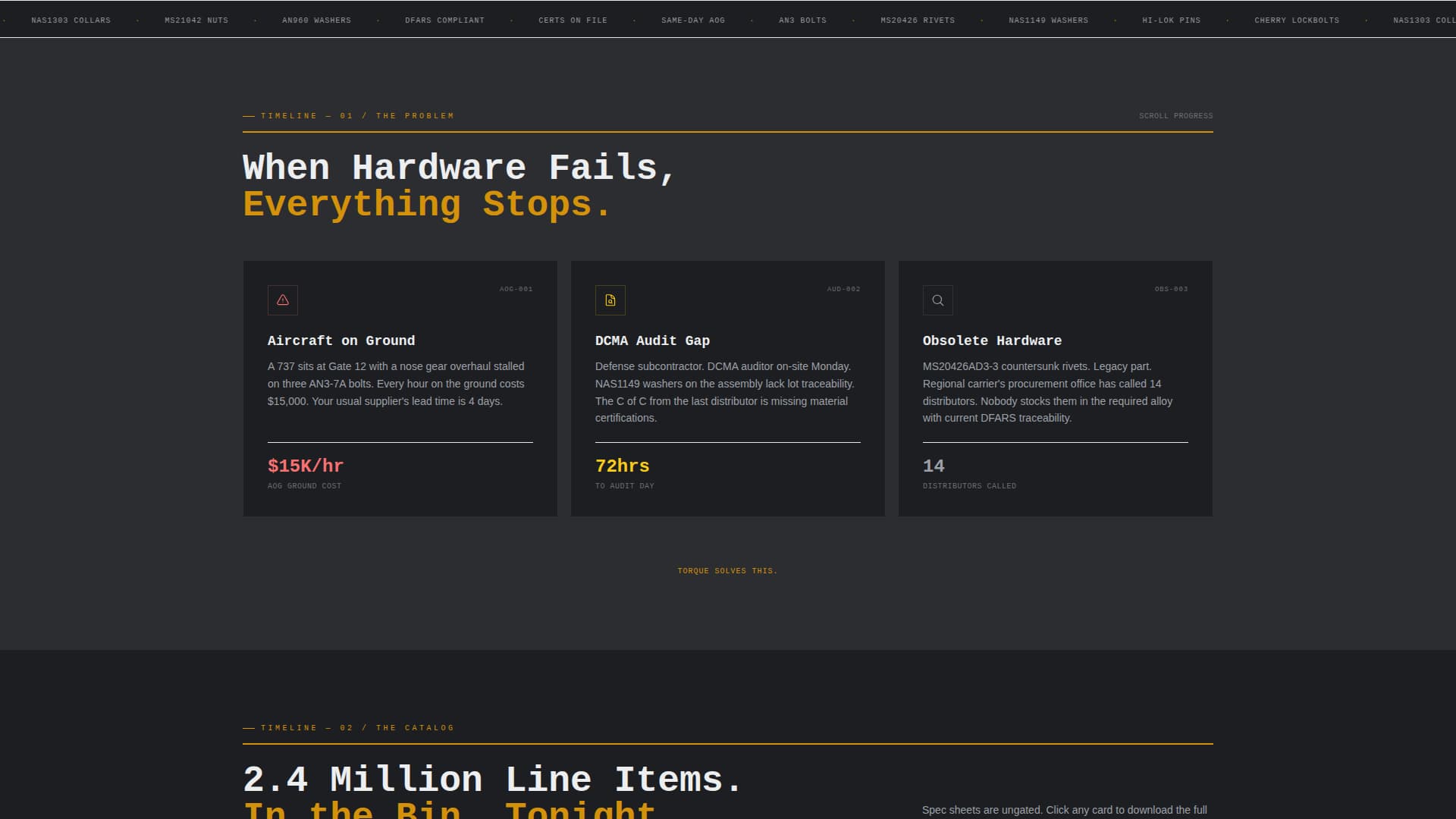 Torque - Precision Aerospacefastener Landing Page Template