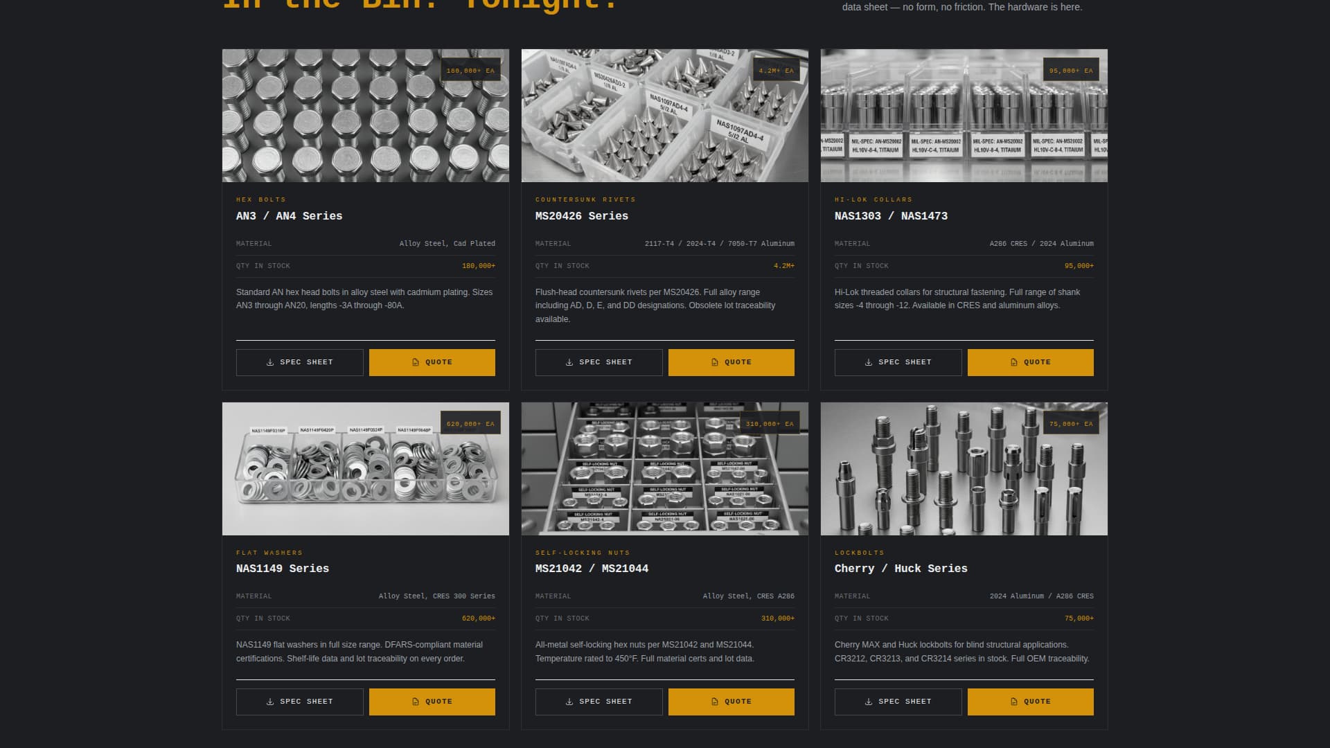 Torque - Precision Aerospacefastener Landing Page Template