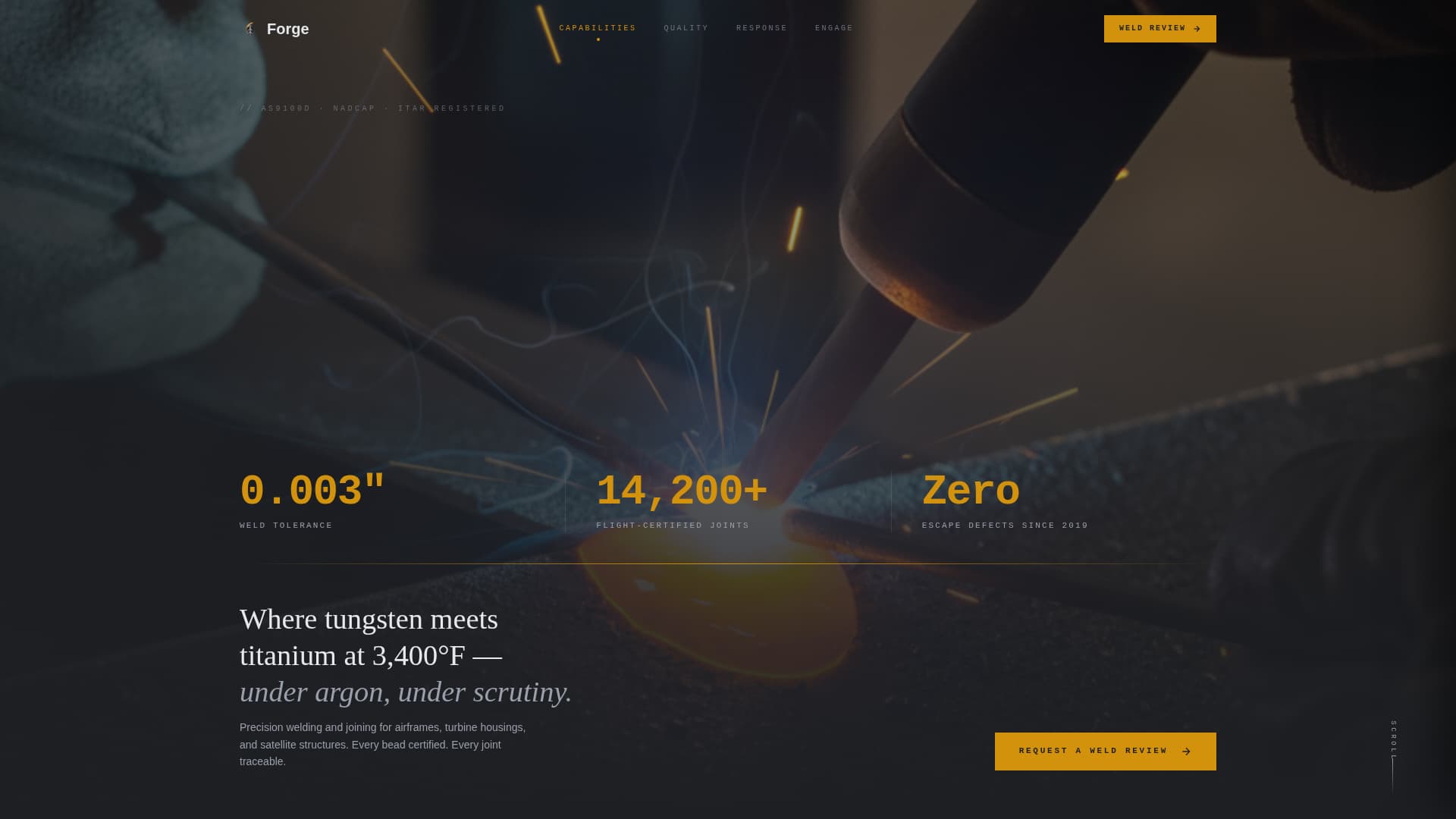 Forge — Expert Aerospace Engineering Landing Page Template
