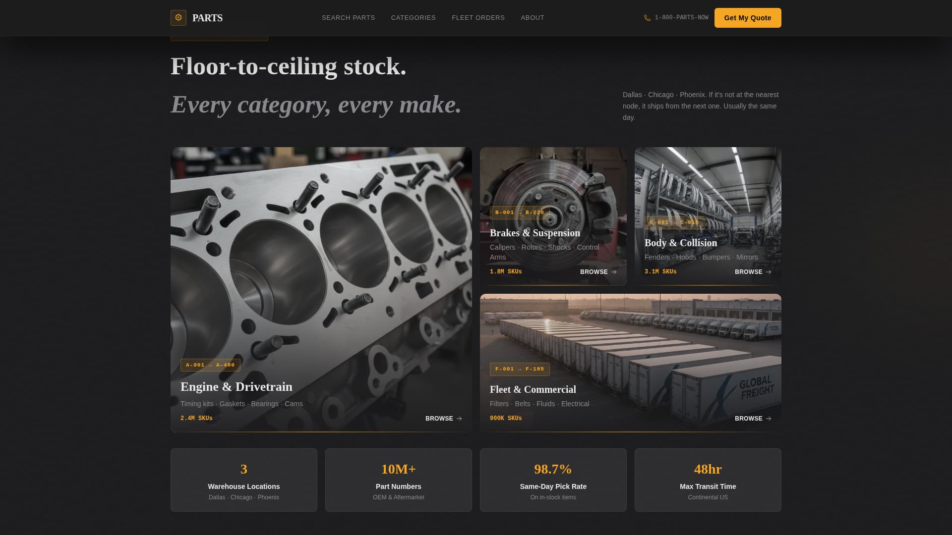 Partsource - Industrial Autoparts Landing Page Template
