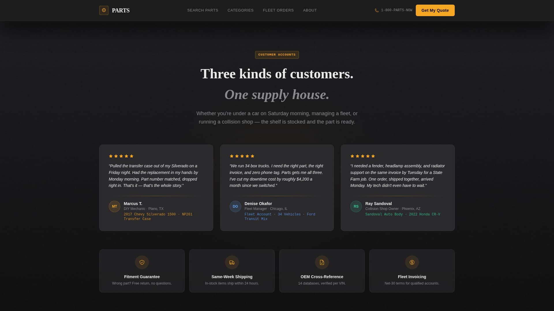 Partsource - Industrial Autoparts Landing Page Template