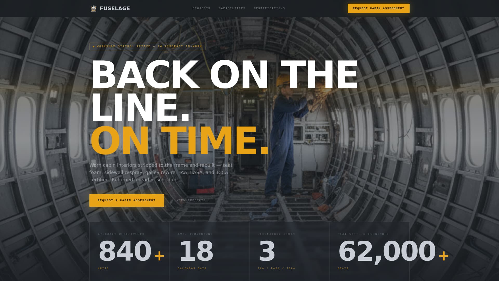 Fuselage - Precision Cabin Landing Page Template