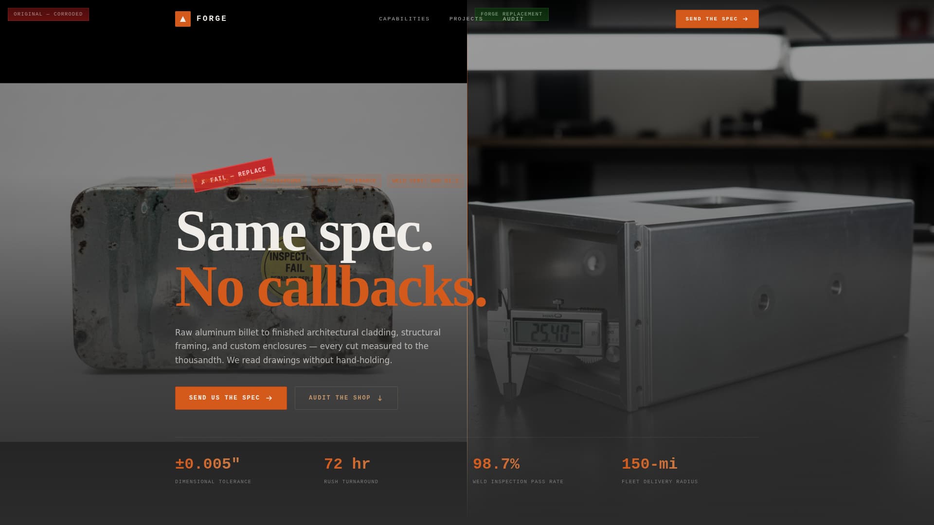 Craft — Expert Metal Fabrication Landing Page Template