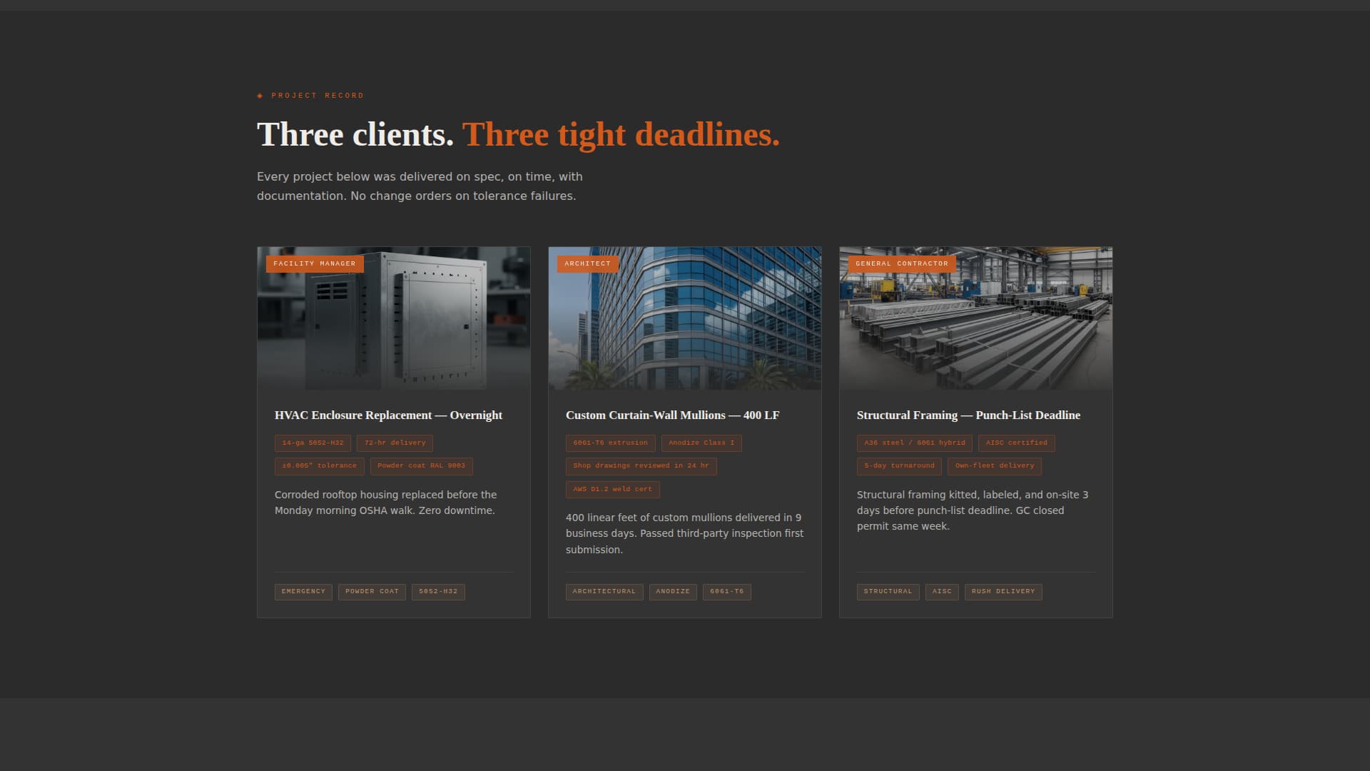 Craft — Expert Metal Fabrication Landing Page Template