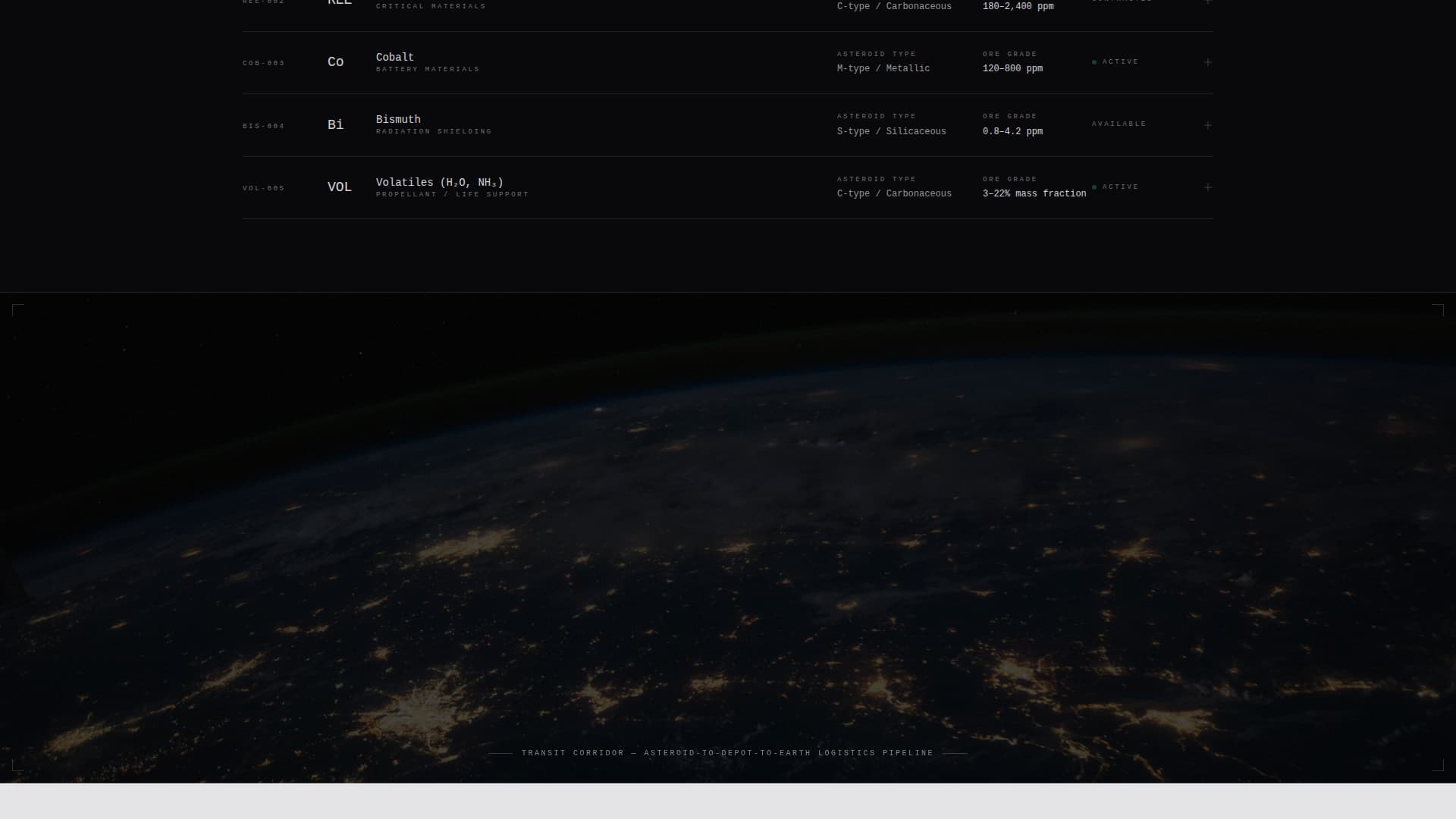 Prospect - Operational Asteroidmining Landing Page Template