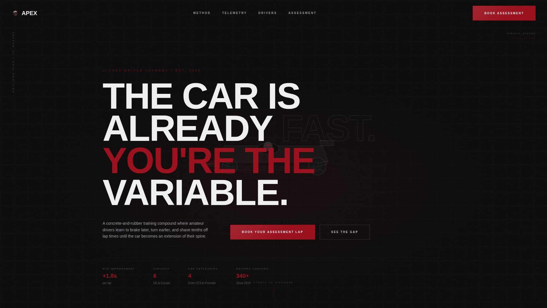 Apex - High-Performance Racing Landing Page Template