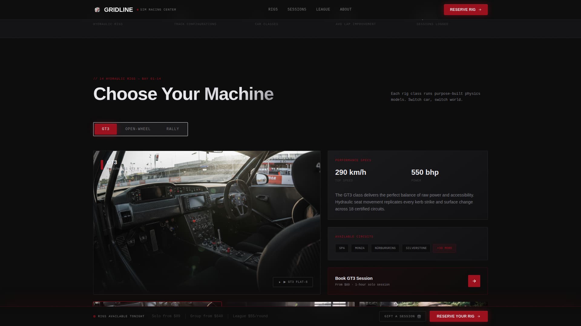 Gridline - High-Octane Simulator Landing Page Template