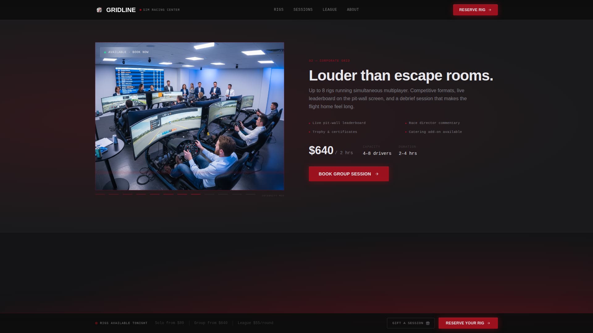 Gridline - High-Octane Simulator Landing Page Template