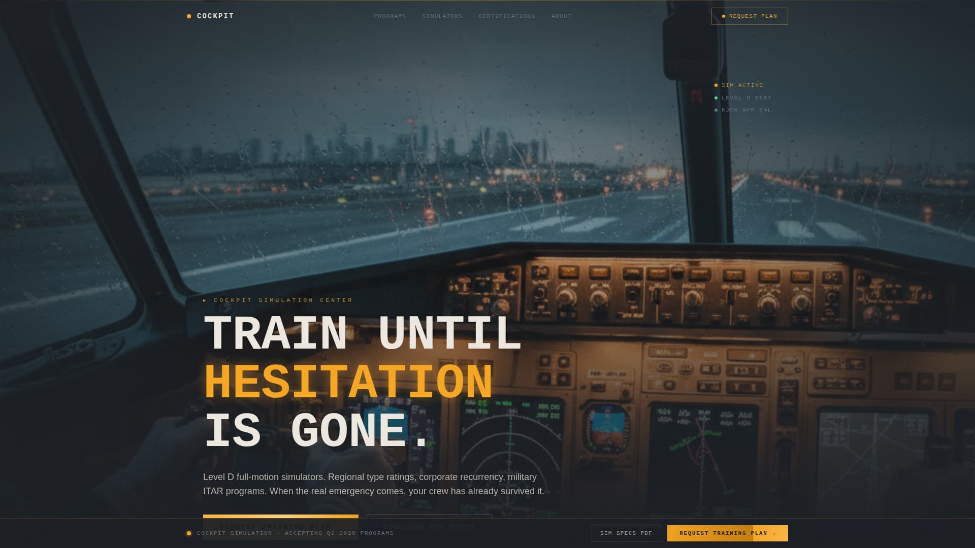 Cockpit - Precision Aviation Landing Page Template