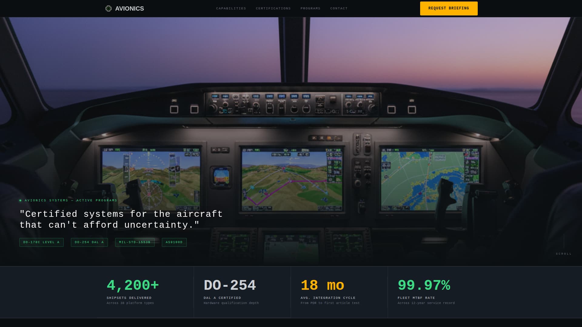 Avionics - Certified Defense Landing Page Template