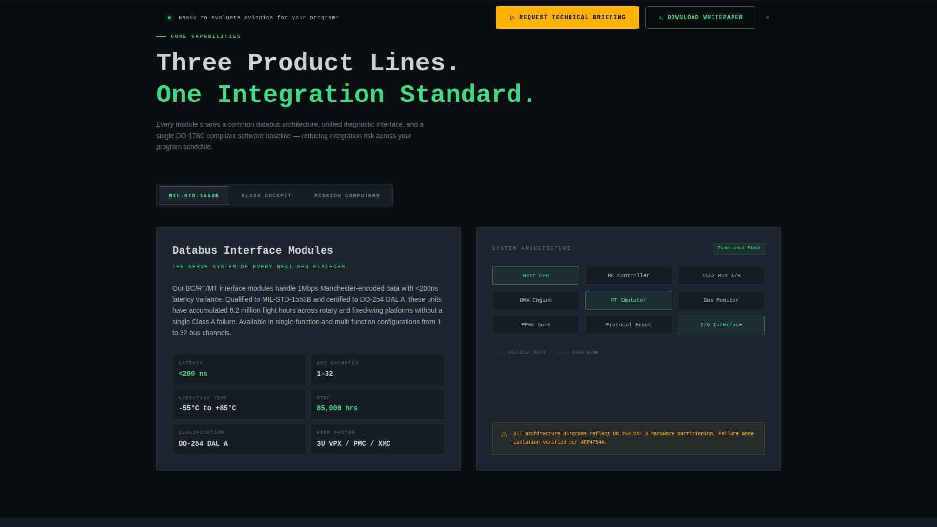 Avionics - Certified Defense Landing Page Template