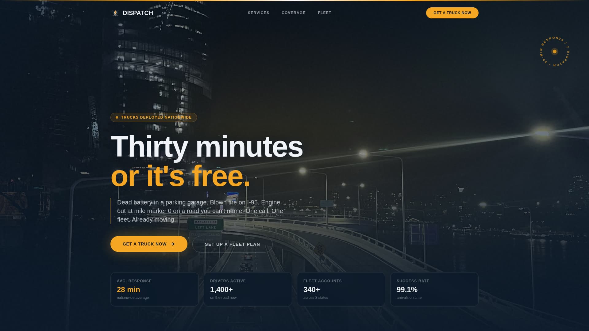 Dispatch - Reliable Roadside Landing Page Template