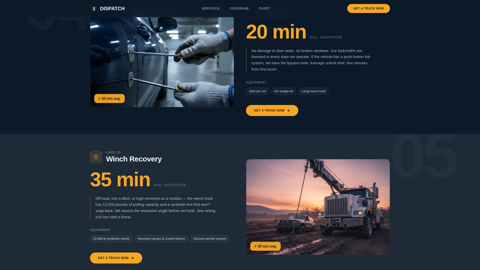 Dispatch - Reliable Roadside Landing Page Template
