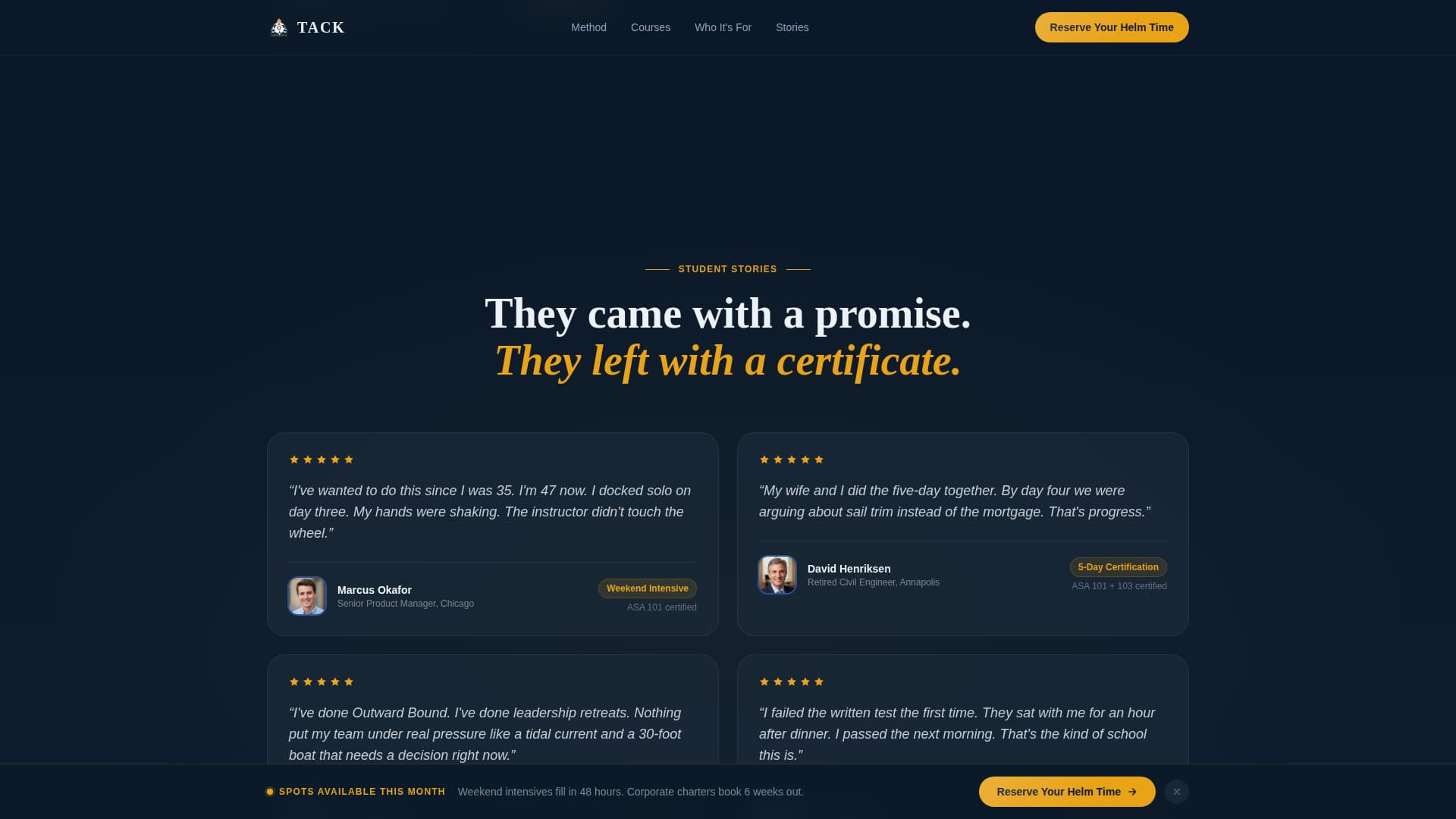 Tack - Dynamic Sailing School Landing Page Template