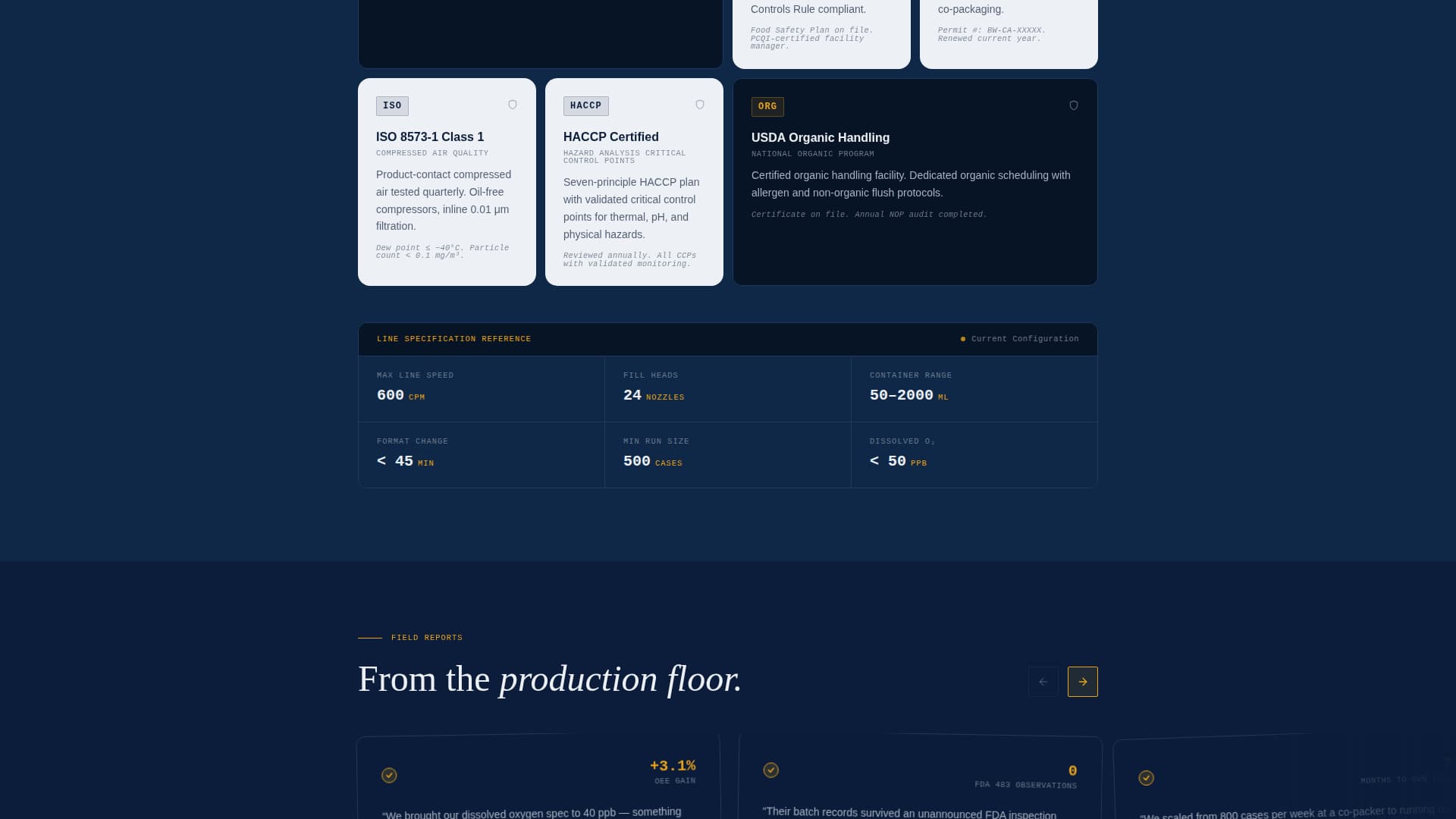 Bottleline - Precision Bottling Landing Page Template