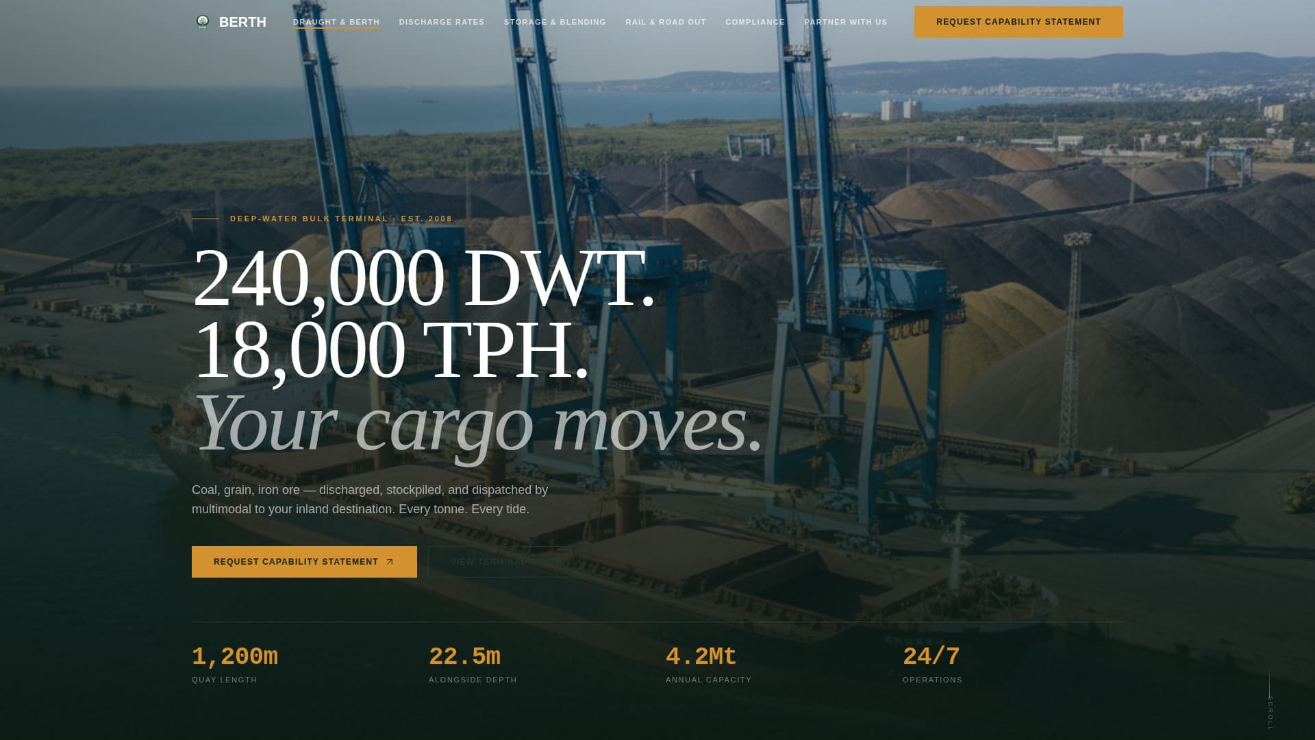 Berth - Highperformance Bulkcargo Landing Page Template