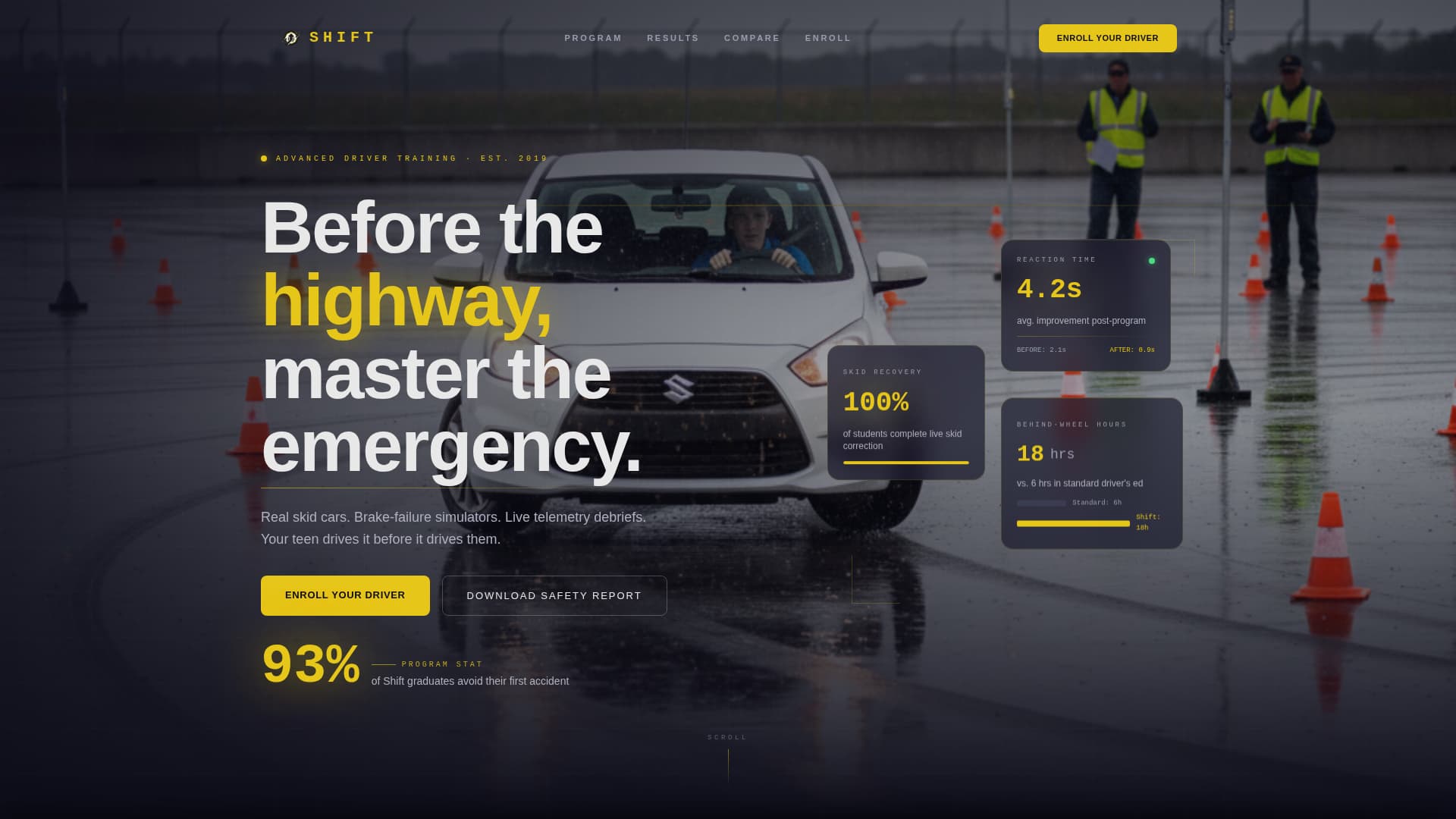 Shift - Precision Teen Driver Landing Page Template