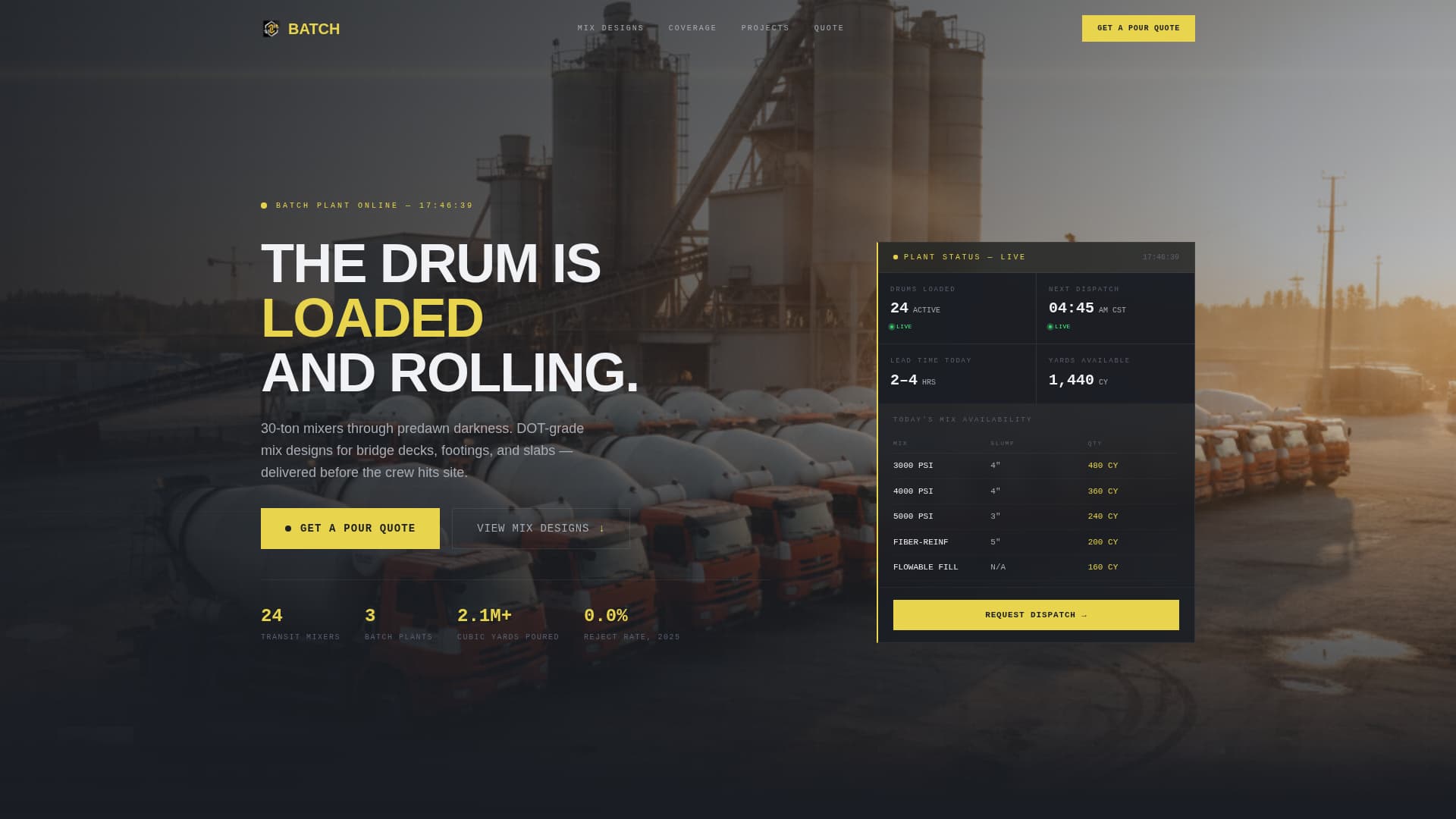 Batch - Highperformance Concrete Landing Page Template