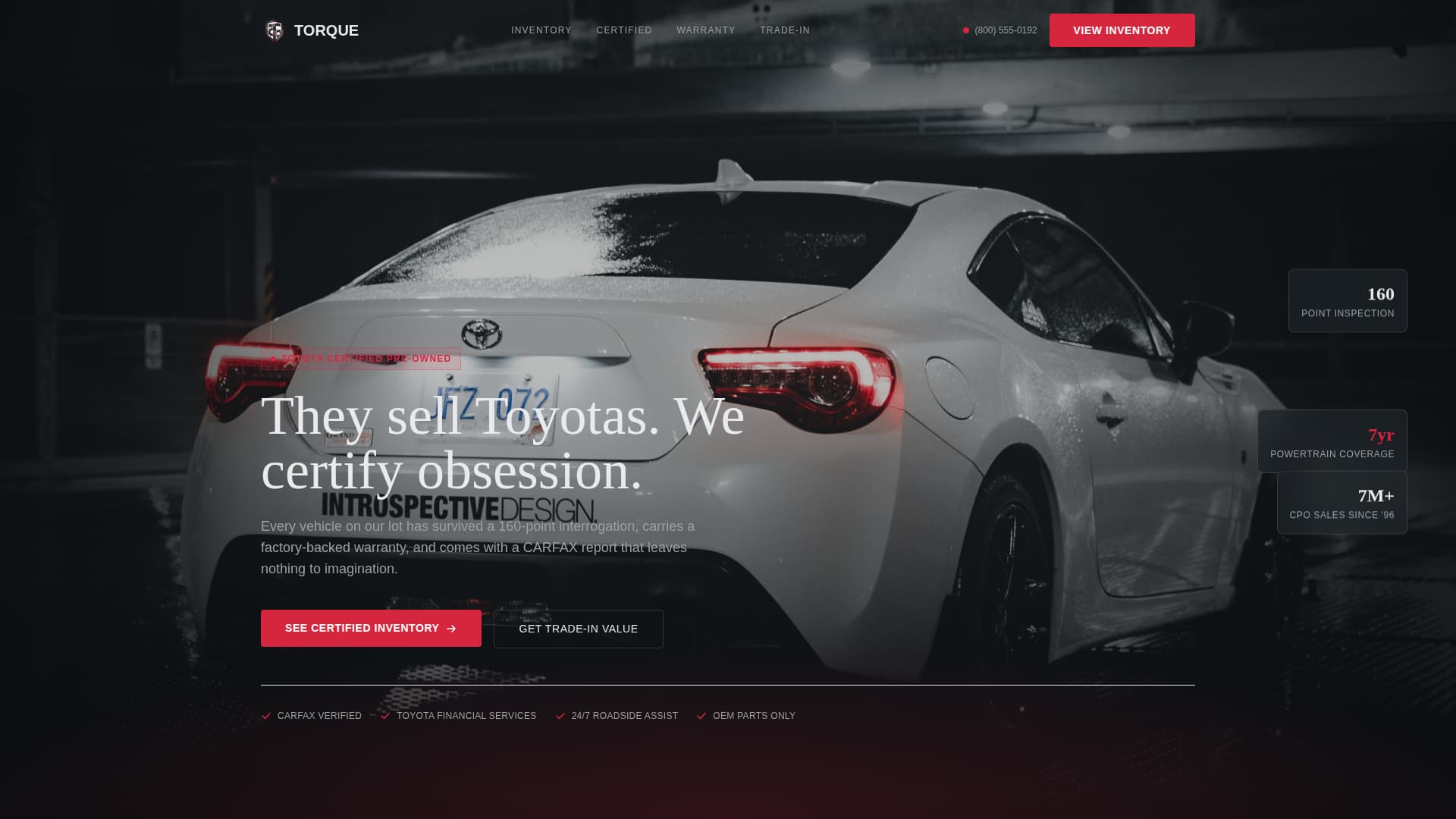 Torque - Certified Toyota Landing Page Template