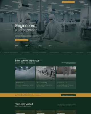 Cleanroom - Precision Garment Landing Page Template