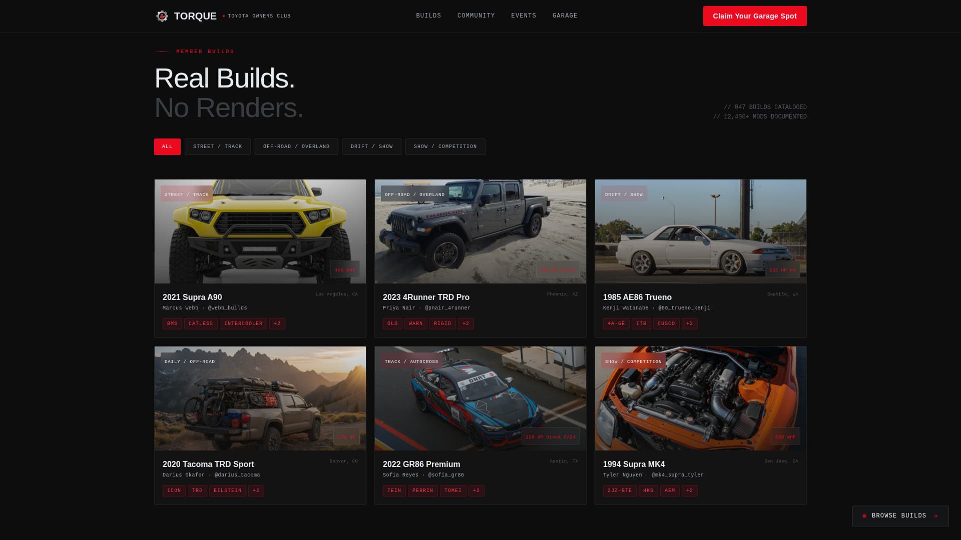 Torque - Cinematic Toyota Landing Page Template