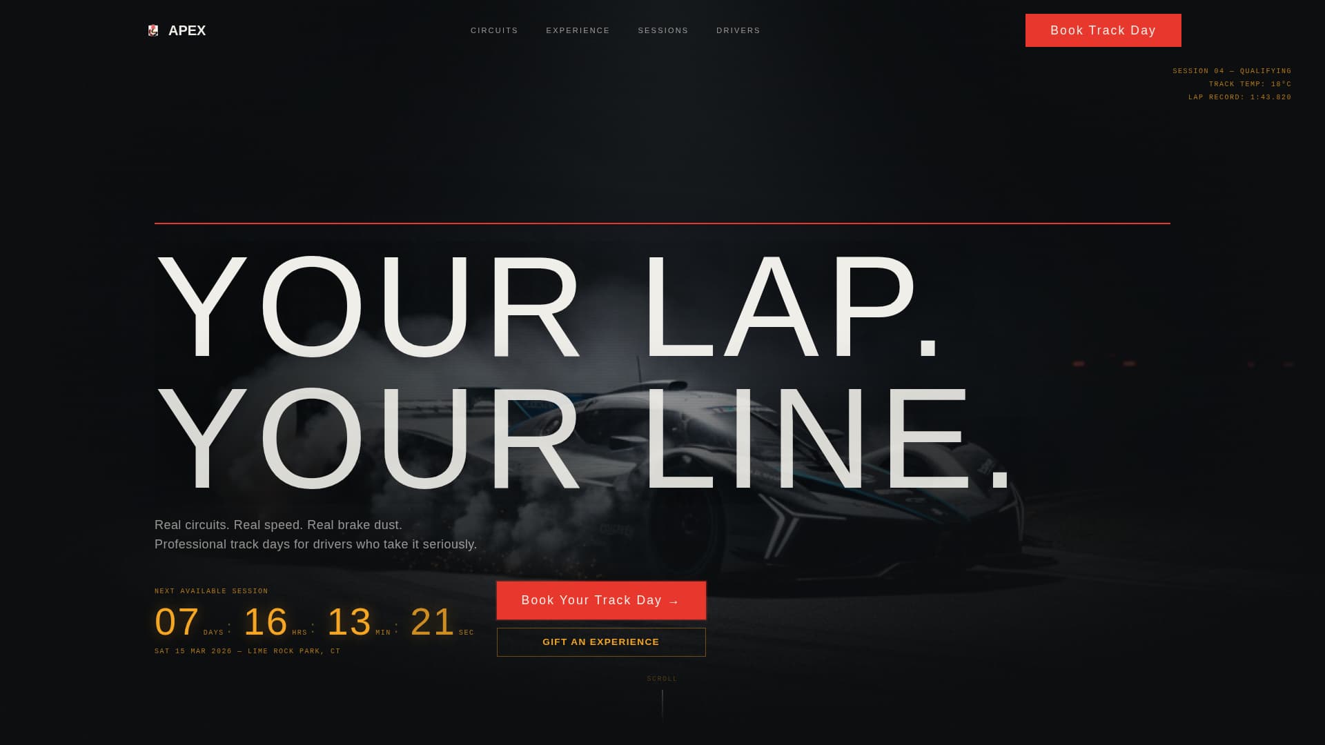 Apex - High-Octane Motorsport Landing Page Template