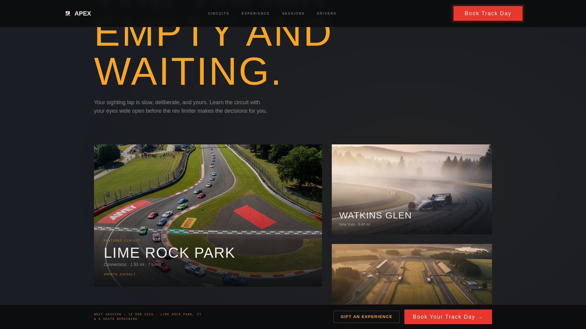 Apex - High-Octane Motorsport Landing Page Template