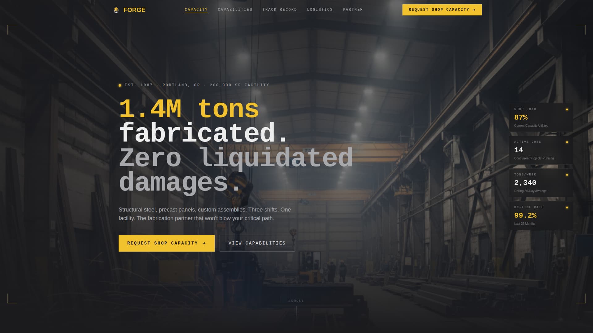 Forge - Precision Constructionmanufacturing Landing Page Template