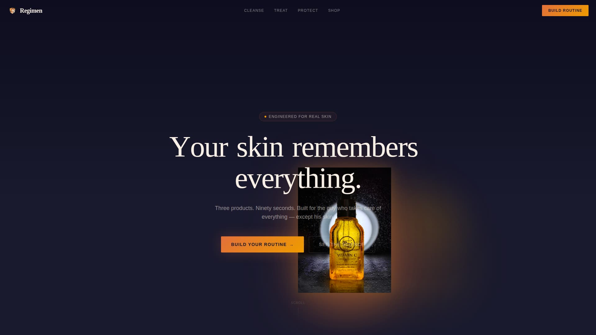 Regimen - Cinematic Grooming Landing Page Template