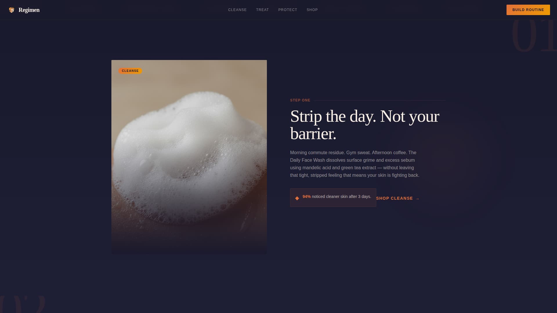 Regimen - Cinematic Grooming Landing Page Template