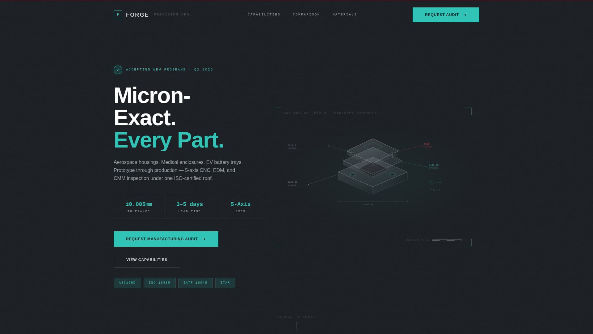 Forge - Precision Contractmanufacturer Landing Page Template