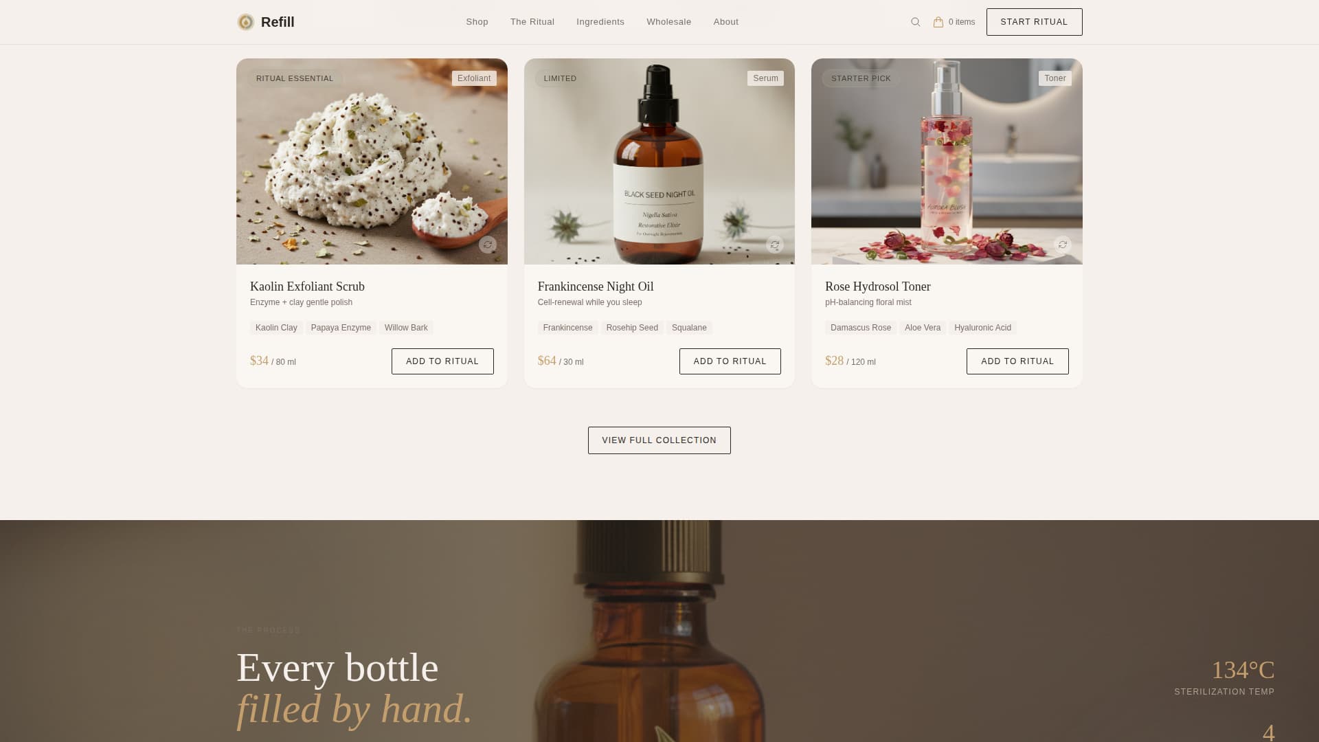 Refill - Sustainable Apothecary Landing Page Template