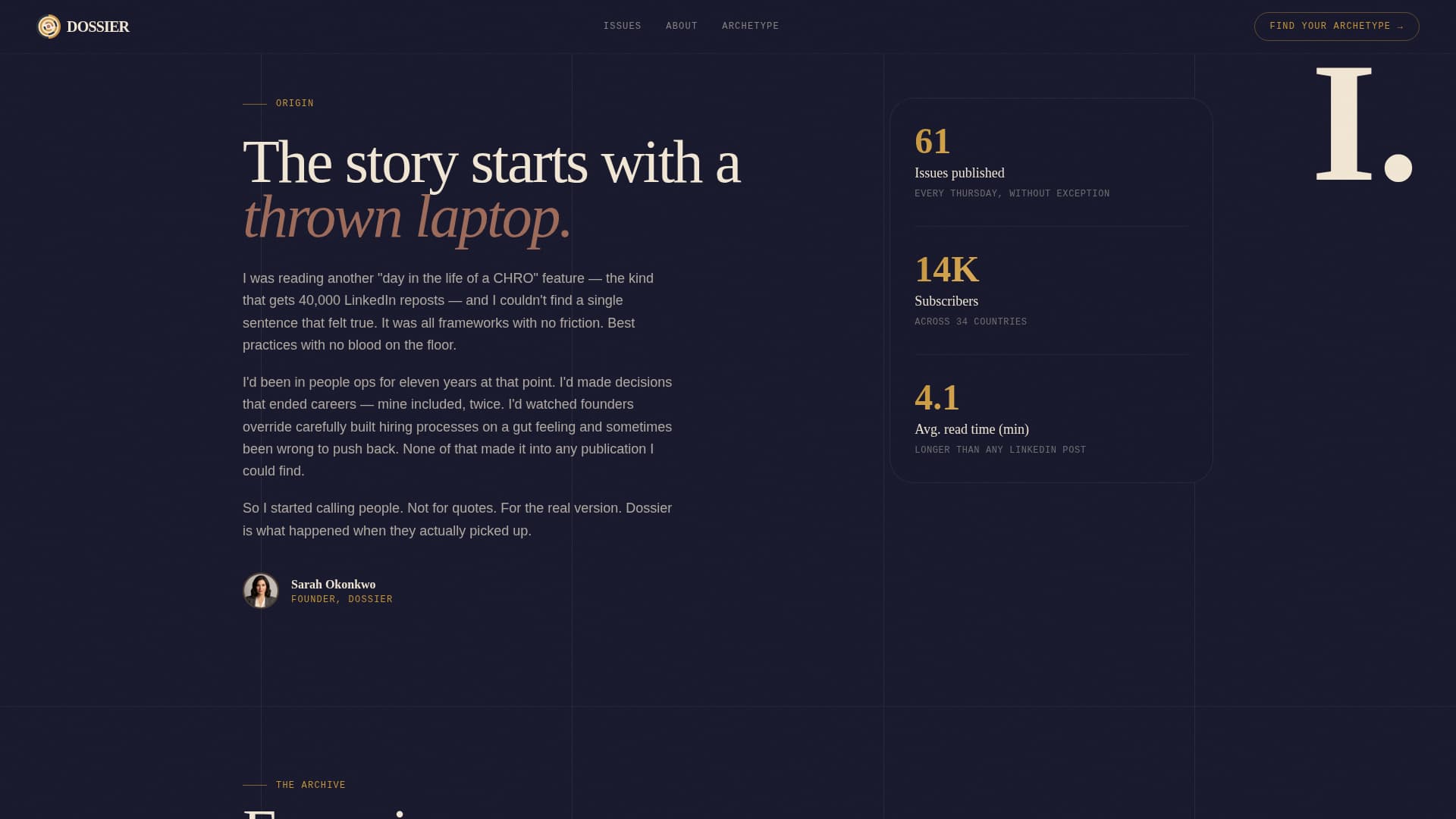 Dossier - Compelling HR Newsletter Landing Page Template