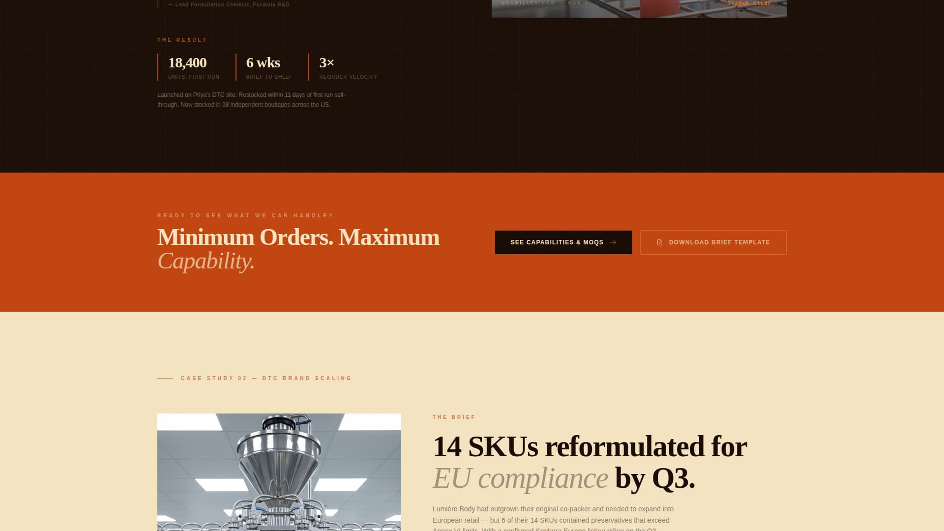 Cosmetic - Modern Manufacturing Landing Page Template