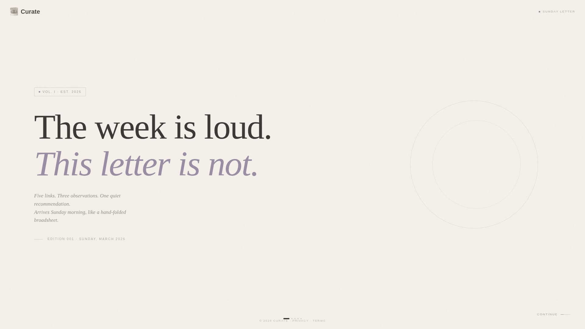 Curate - Refined Newsletter Landing Page Template