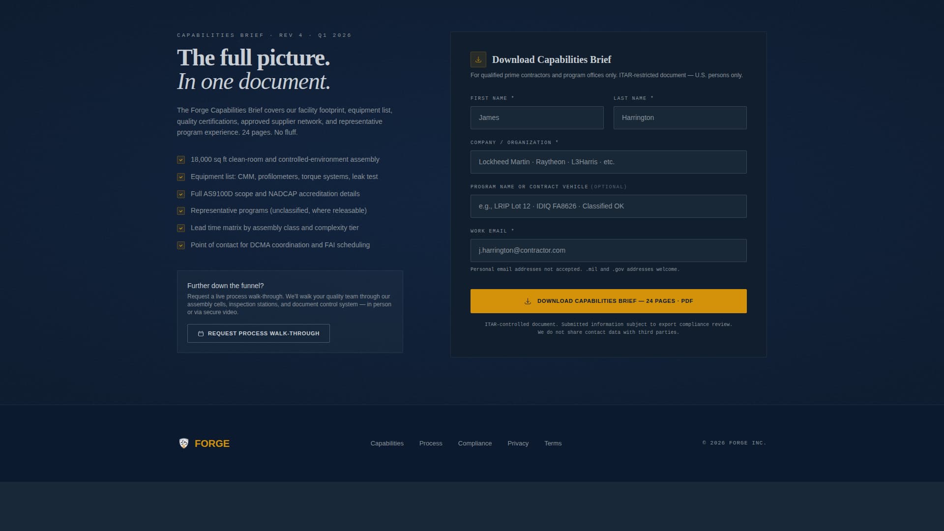 Forge - Precision Defense Landing Page Template