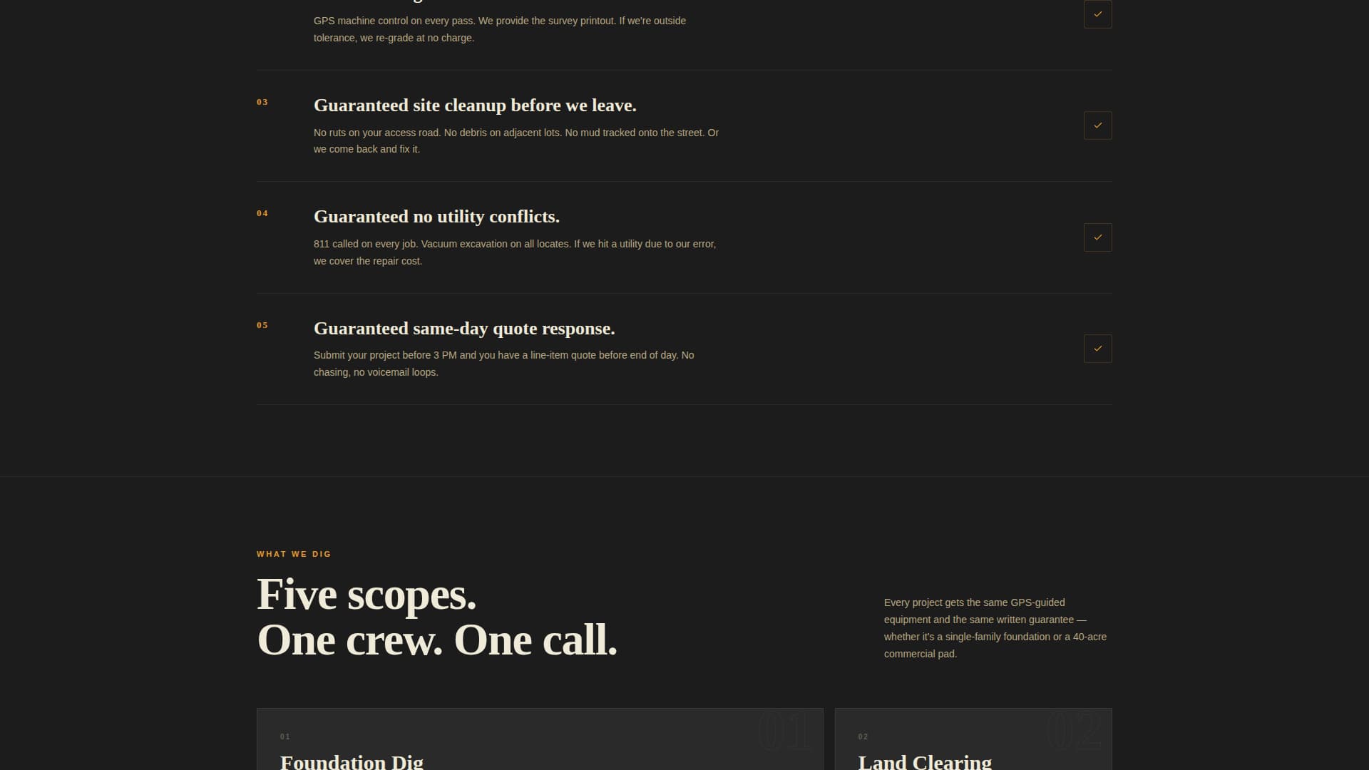 Trench - Guaranteed Excavation Landing Page Template