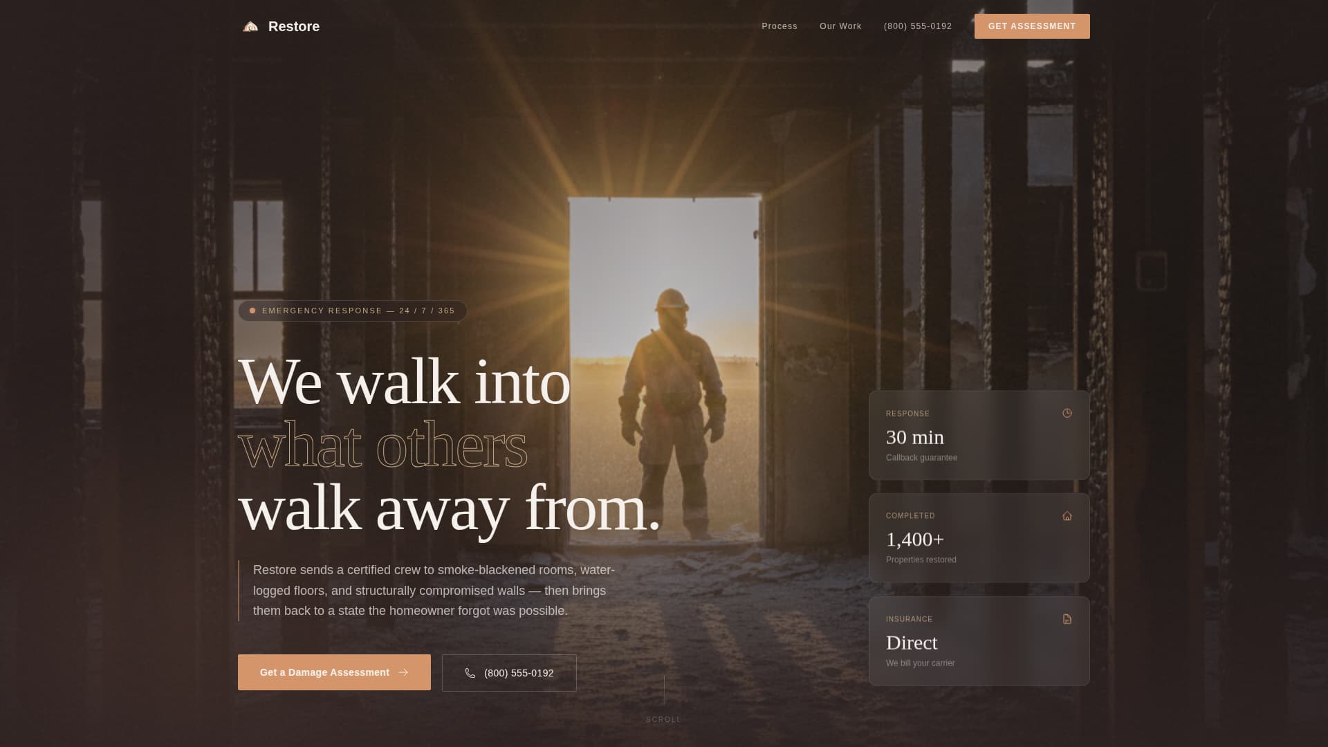 Restore - Trusted Firedamage Landing Page Template